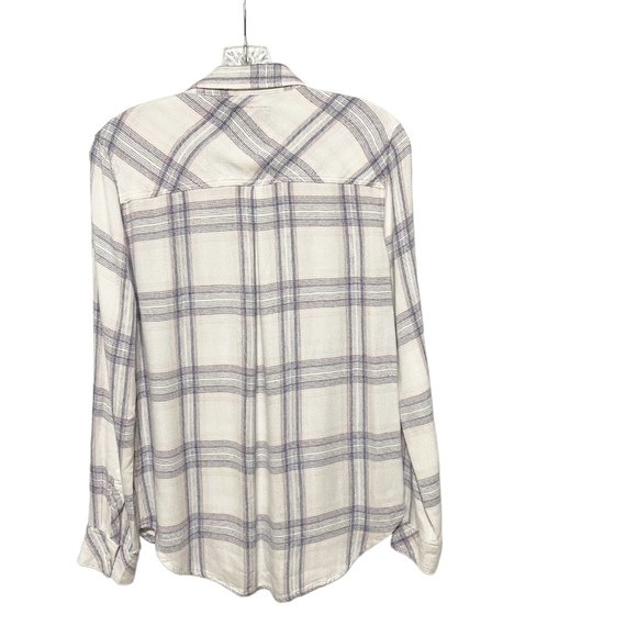 Rails Anthropologie Hunter White Coast Blush Button Down Flannel Plaid Shirt - Picture 4 of 8